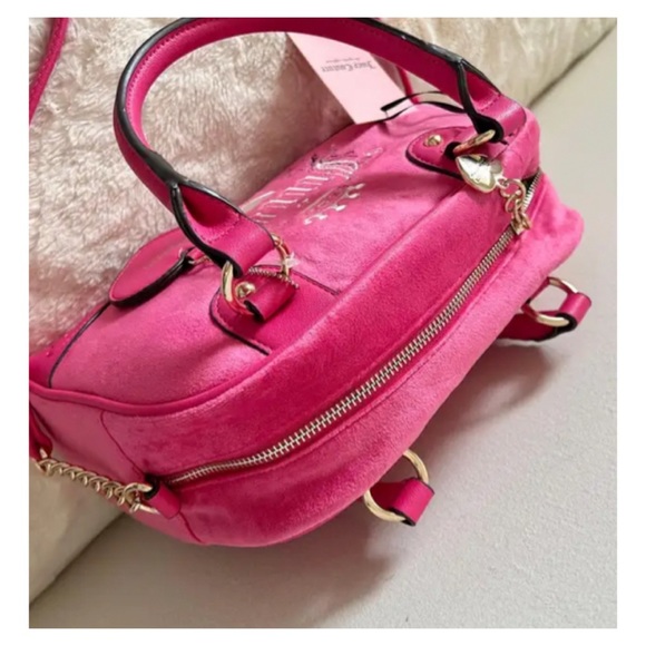 ❣️SOLD❣️ NEW Juicy Couture Free Love Heritage Bowler Satchel Crossbody Hot Pink - Picture 8 of 13
